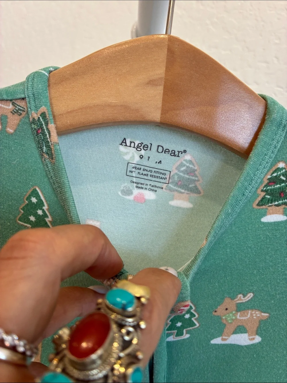 Angel Dear Green Gingerbread Holiday Footed One-Piece Pajamas